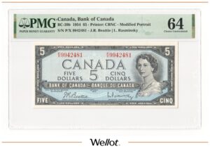 5 Долларов 1954 Канада PMG 64 UNC